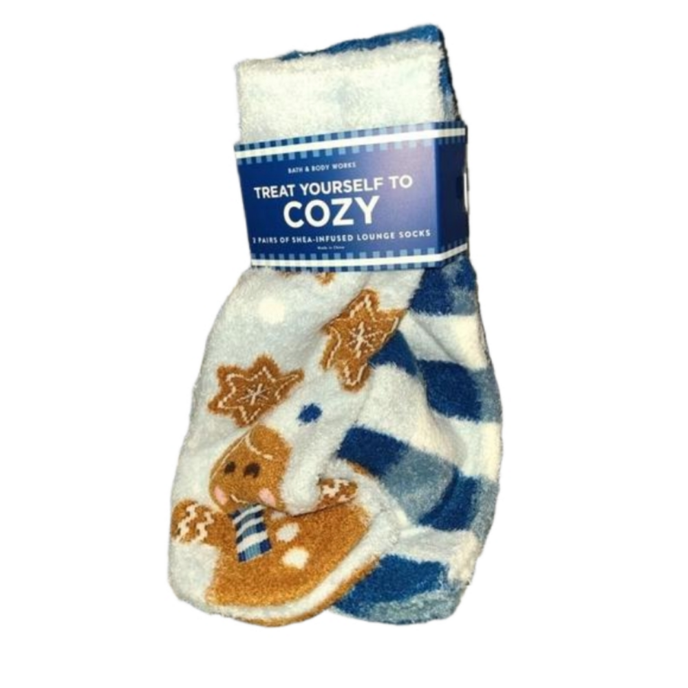 Bath & Body Works 2 Pairs Of Gingham Gingerbread Socks